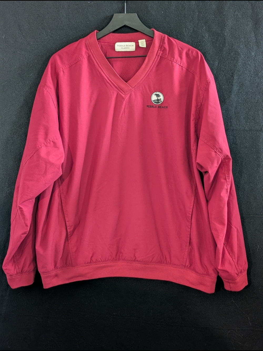 Pebble Beach Classic Mens Large Burgundy Golf Club Windbreaker Pullover Jacket